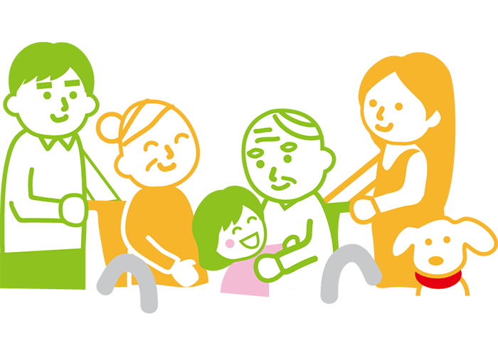 高齢者とその家族のイラスト